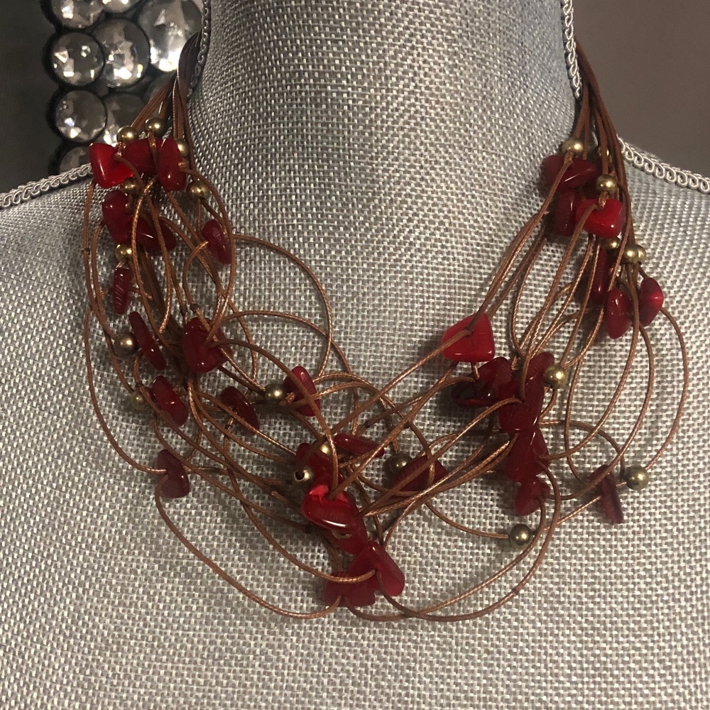 Red Beaded Necklace/Earring Set